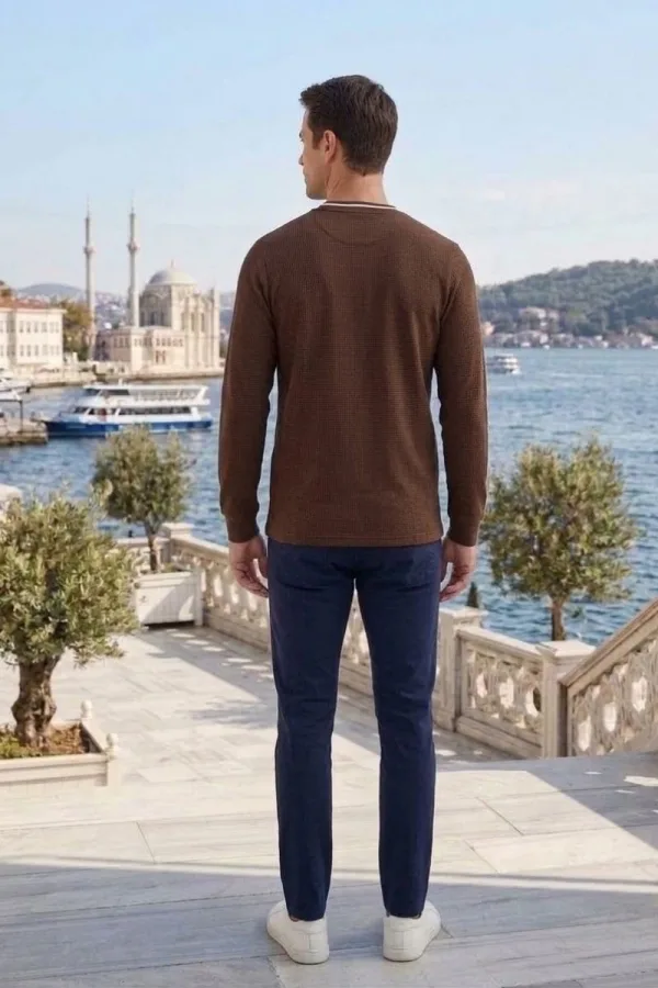 Erkek Bisiklet Yaka Kolu Ribanalı Sweatshirt