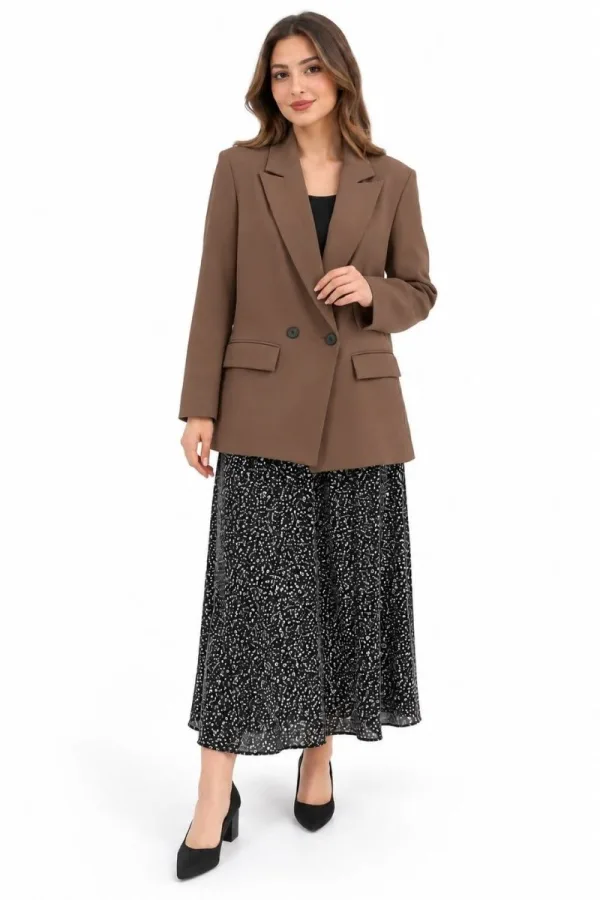 Bayan İki Düğmeli Oversize Blazer Ceket