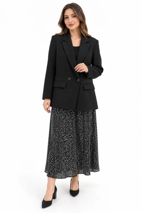 Bayan İki Düğmeli Oversize Blazer Ceket