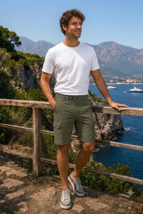 Erkek Bermuda Su İticili Capri Şort