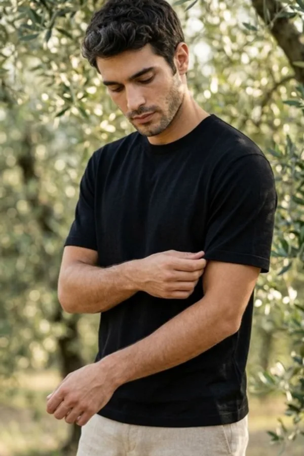 Erkek Tişört Bisiklet Yaka Rahat Oversize Regular Kesim
