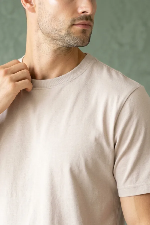 Erkek Basic Tişört Bisiklet Yaka Rahat Oversize