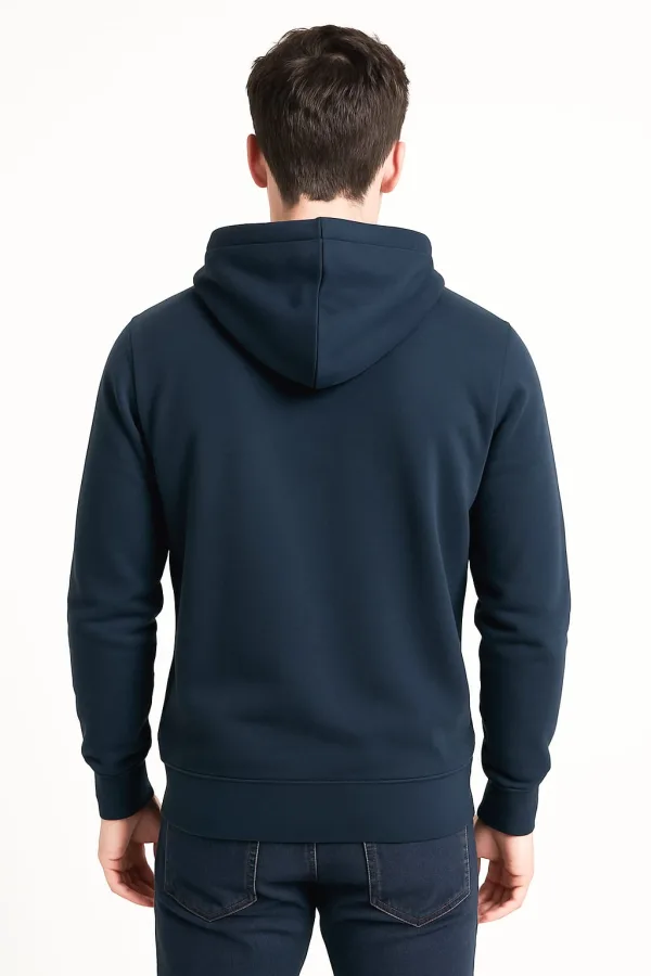 Uzun Kollu Kanguru Cepli Pamuk Karışımlı Baskılı Erkek Kapüşonlu Sweatshirt