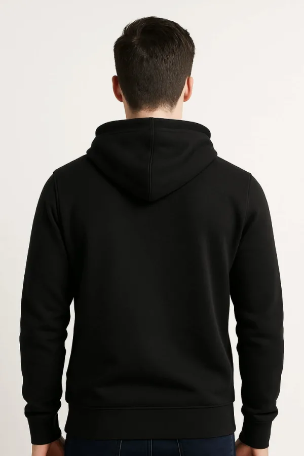 Uzun Kollu Kanguru Cepli Pamuk Karışımlı  Önden Baskılı Erkek Sweatshirt Kapşonlu