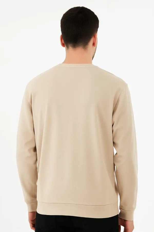 Bisiklet Yaka Uzun Kollu Viskon Karışımlı Regular Kesim Erkek Sweatshirt