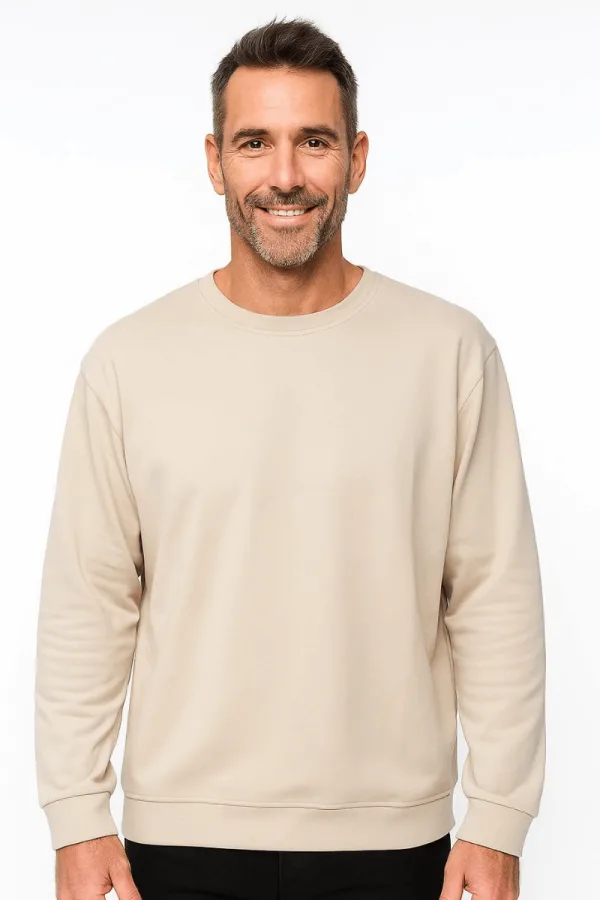 Bisiklet Yaka Uzun Kollu Viskon Karışımlı Regular Kesim Erkek Sweatshirt