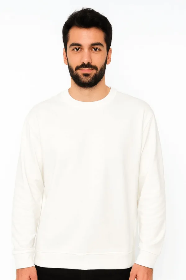 Bisiklet Yaka Uzun Kollu Viskon Karışımlı Regular Kesim Erkek Sweatshirt