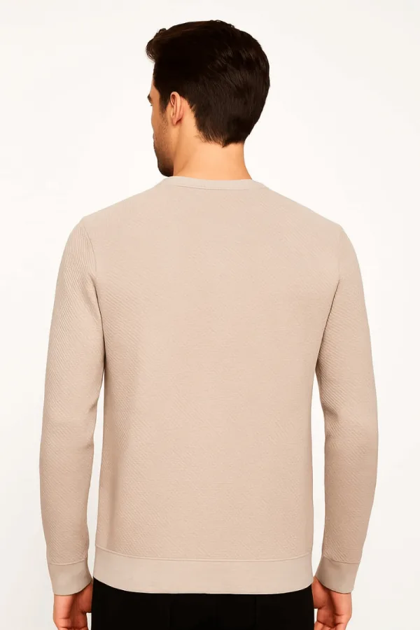 Bisiklet Yaka Uzun Kollu Viskon Karışımlı Regular Kesim Erkek Sweatshirt