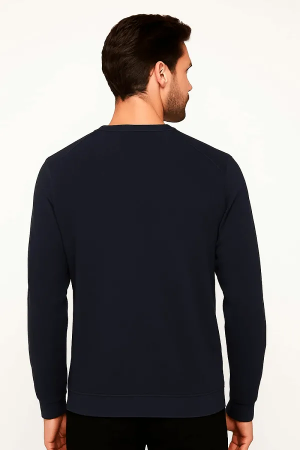 Bisiklet Yaka Uzun Kollu Viskon Karışımlı Regular Kesim Erkek Sweatshirt