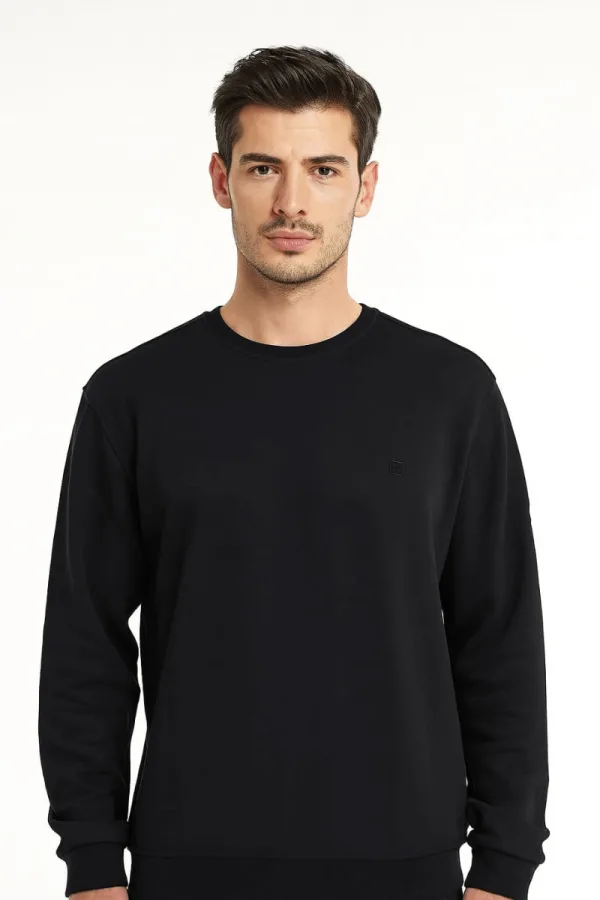 Uzun Kollu Hafif Kumaşlı Bisiklet Yaka  Regular Kesim Erkek Sweatshirt