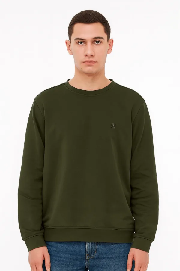 Uzun Kollu Hafif Kumaşlı Bisiklet Yaka  Regular Kesim Erkek Sweatshirt