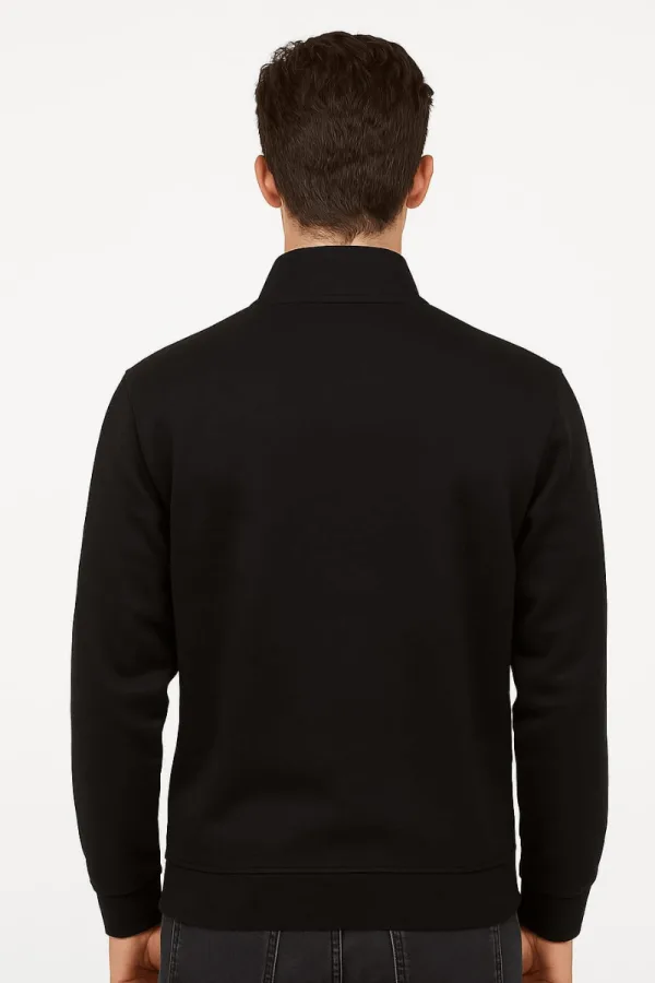Dik Yakalı Uzun Kollu Yarım  Fermuarlı Rahat Kesim Erkek Swetshirt