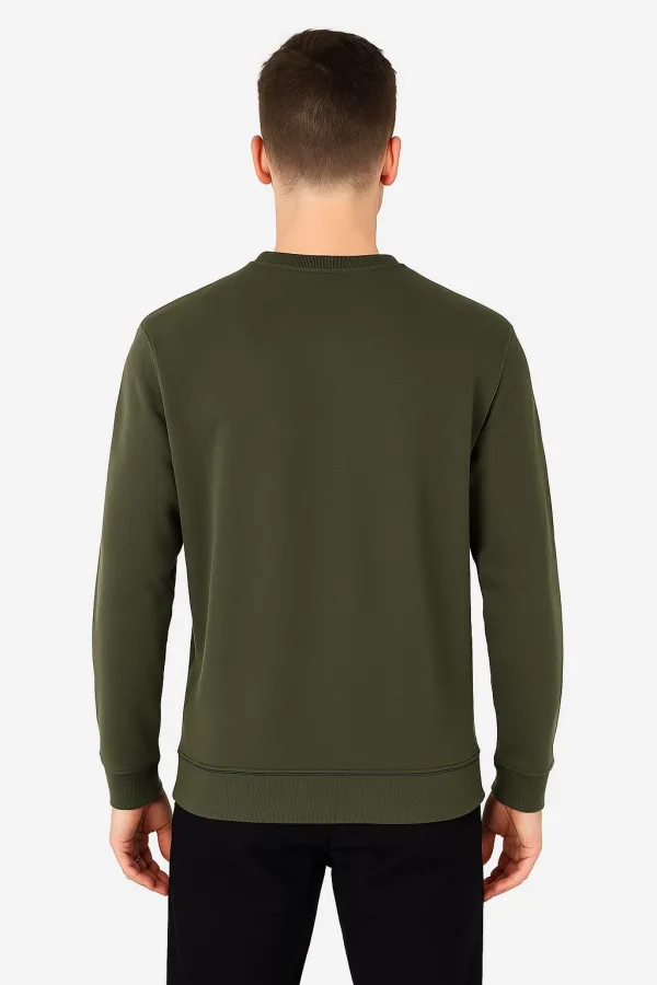 Bisiklet Yaka Çizgi Detaylı Uzun Kollu Erkek Triko Sweatshirt