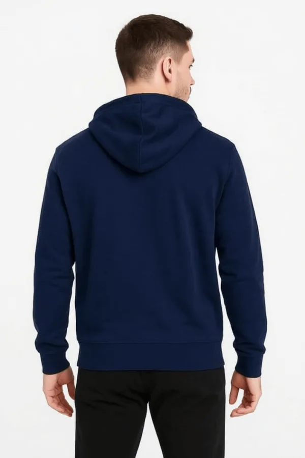 Ön Yazı Baskılı Uzun Kollu Pamuk Karışımlı Kanguru Cepli  Kapşonlu Erkek Sweatshirt