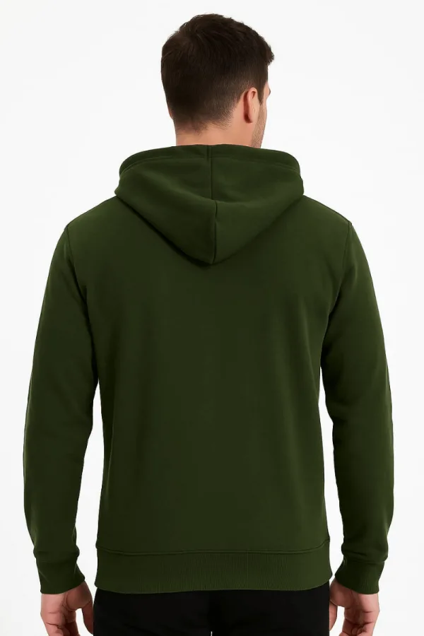Ön Yazı Baskılı Uzun Kollu Pamuk Karışımlı Kanguru Cepli  Kapşonlu Erkek Sweatshirt