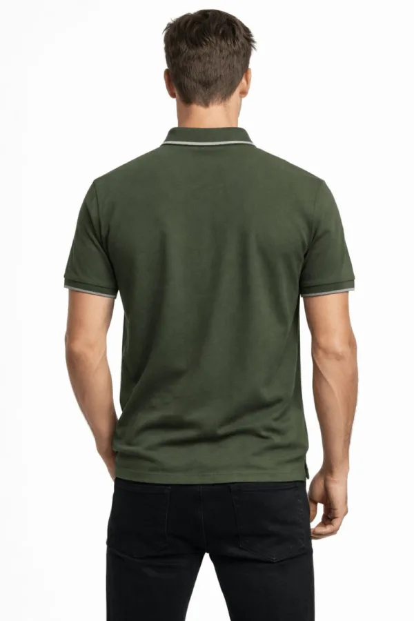 Polo Yakalı Yarım Fermuarlı  Petek Dokulu Kısa Kollu Modern Kesim  Erkek Tişört