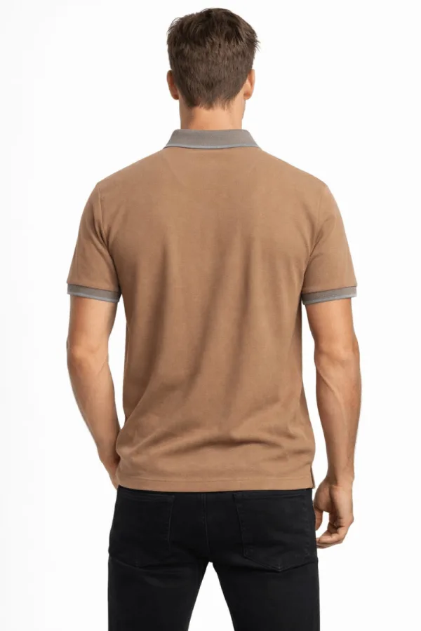Polo Yakalı Yarım Fermuarlı  Petek Dokulu Kısa Kollu Modern Kesim  Erkek Tişört