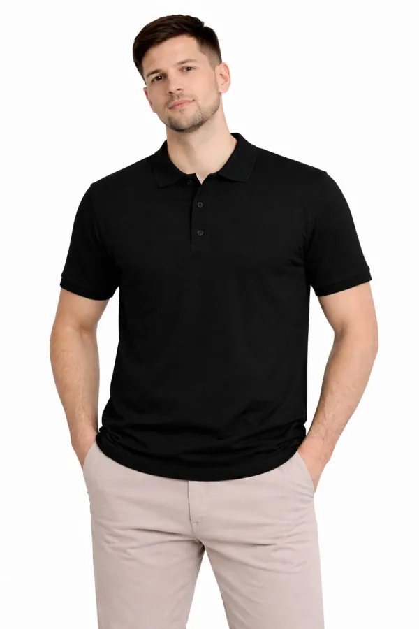 Polo Yaka Yarım Düğmeli Kısa Kollu Erkek Tişört