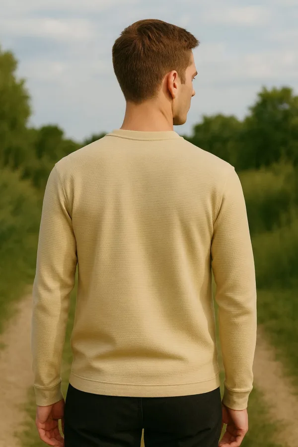 Bisiklet Yaka Uzun Kollu Regular Erkek Baskılı Sweatshirt