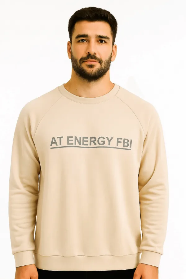 Erkek Bisiklet Yaka Uzun Kollu Pamuk Karışımlı Regular Baskılı Sweatshirt