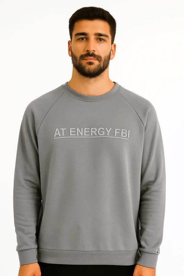 Erkek Bisiklet Yaka Uzun Kollu Pamuk Karışımlı Regular Baskılı Sweatshirt