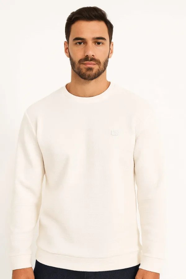 Uzun Kollu Pamuk Karışımlı Bisiklet Yakalı Reguler Kesim Rahat Erkek Sweatshirt
