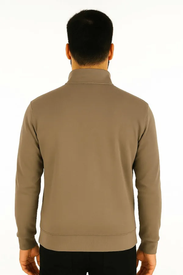 Uzun Kollu Yarım Fermuarlı Pamuk Karışımlı Regular Erkek Dik Yaka Sweatshirt