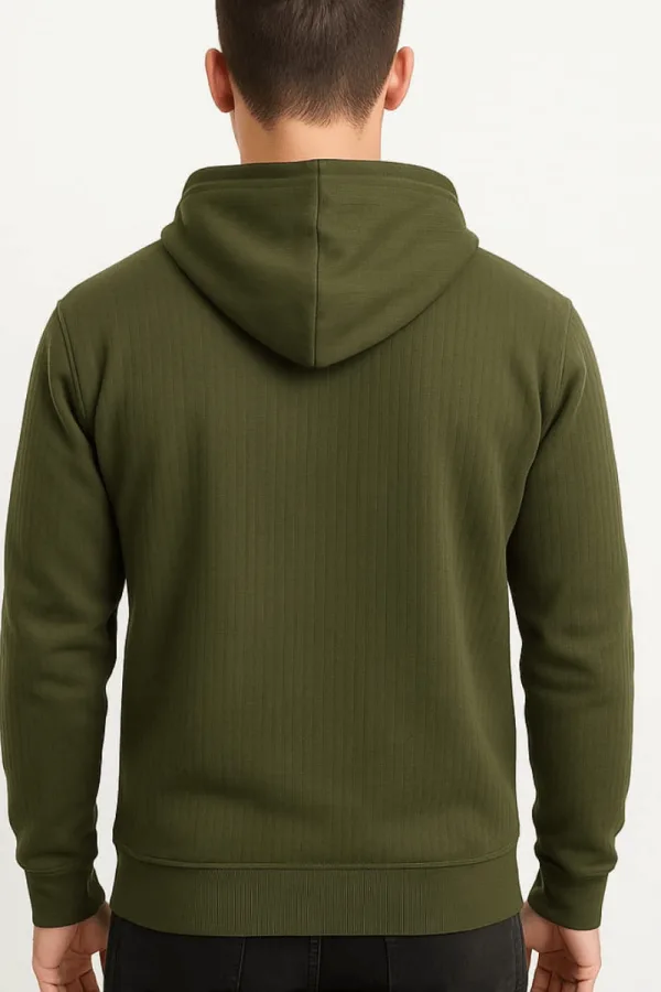 Uzun Kollu Kapşonlu Kanguru Cepli Pamuk Karışımlı Önden Baskılı Erkek Sweatshirt