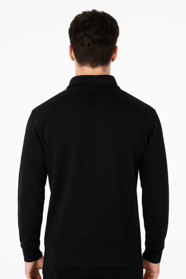 Uzun Kollu Yarım Fermuarlı Pamuk Karışımlı Regular Erkek Polo Yaka Sweatshirt