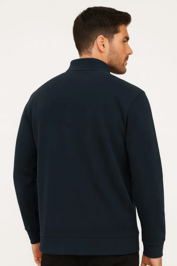 Uzun Kollu Yarım Fermuarlı Pamuk Karışımlı Regular Erkek Polo Yaka Sweatshirt