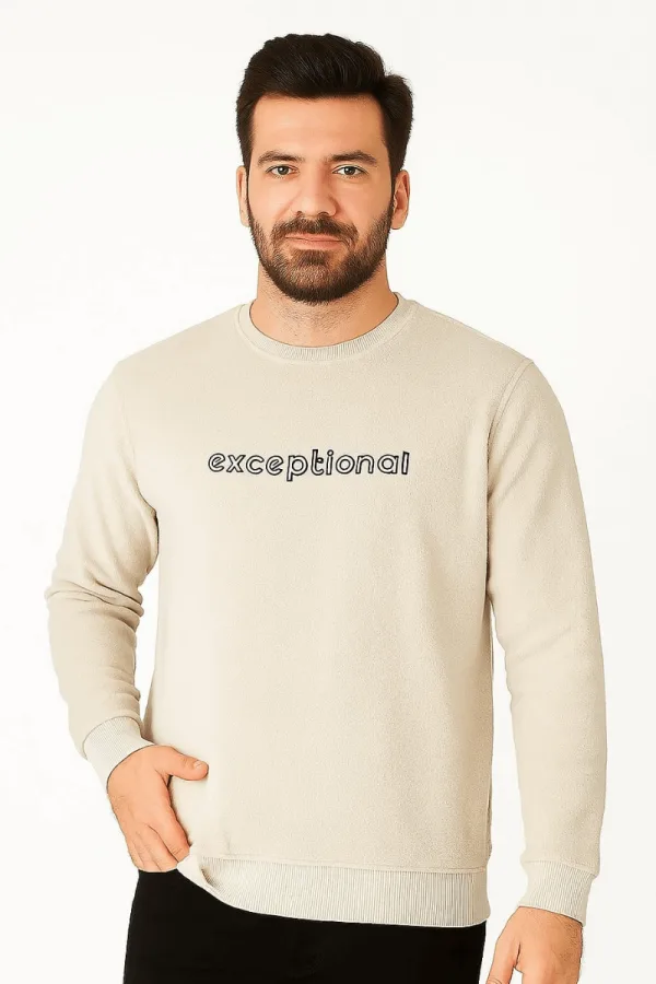 Erkek Baskılı Sweatshirt Bisiklet Yaka Uzun Kollu Dışı Polar Pamuk Karışımlı Regular Kesim