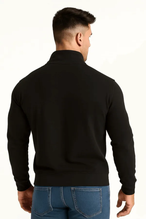 Selanik Örgü Pamuk Karışımlı Fermuarlı Regular Kesim Erkek Dik Yaka Sweatshirt