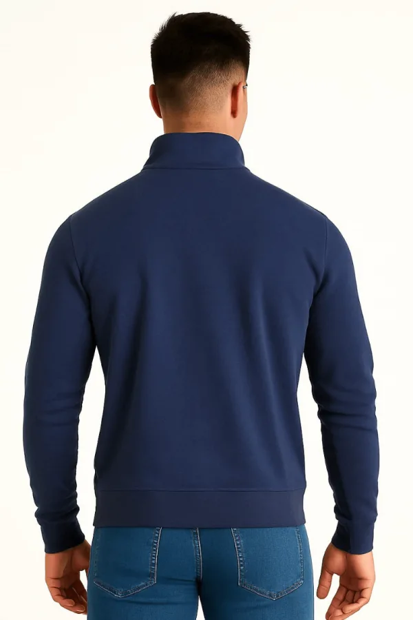 Selanik Örgü Pamuk Karışımlı Fermuarlı Regular Kesim Erkek Dik Yaka Sweatshirt