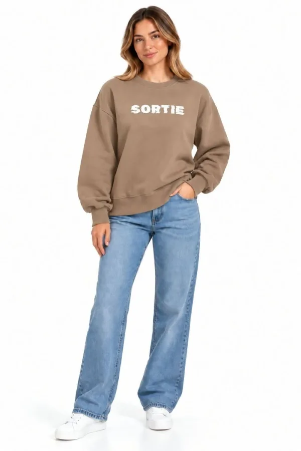 Bayan Baskılı Üç İplik Sweatshirt