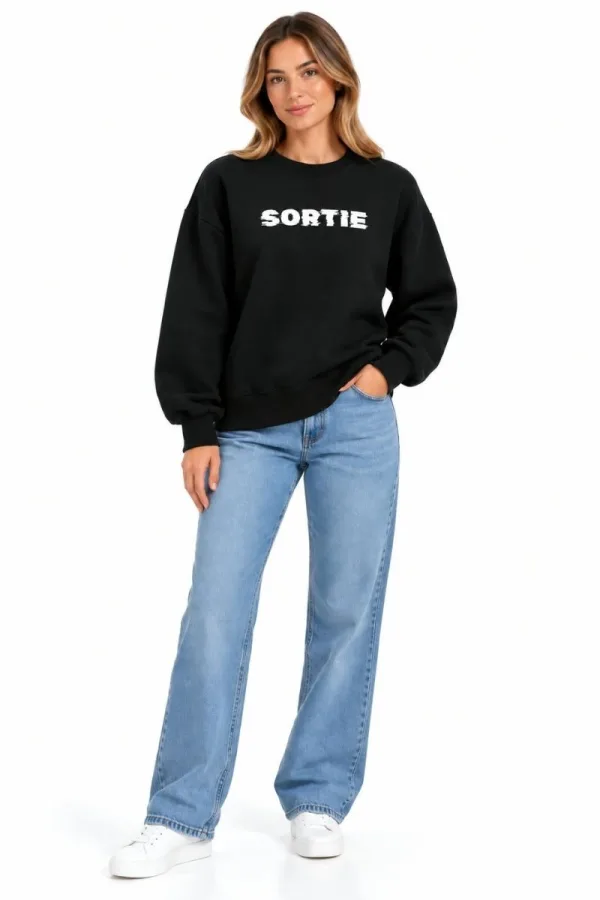 Bayan Baskılı Üç İplik Sweatshirt