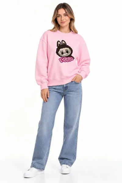 Bayan Uzun Kollu Labubu Desenli Sweatshirt