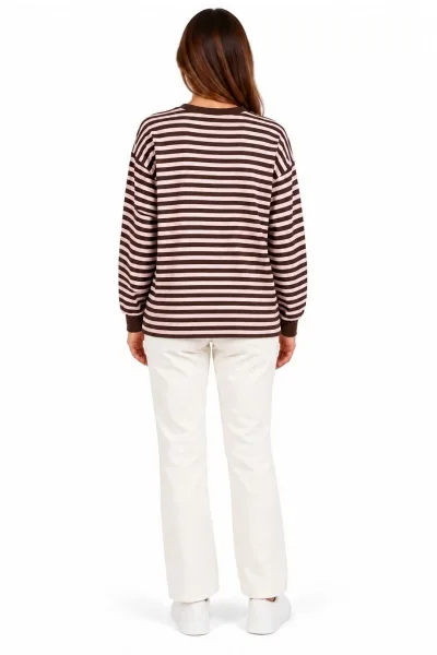 Bayan Bisiklet Yaka Çizgili Sweatshirt