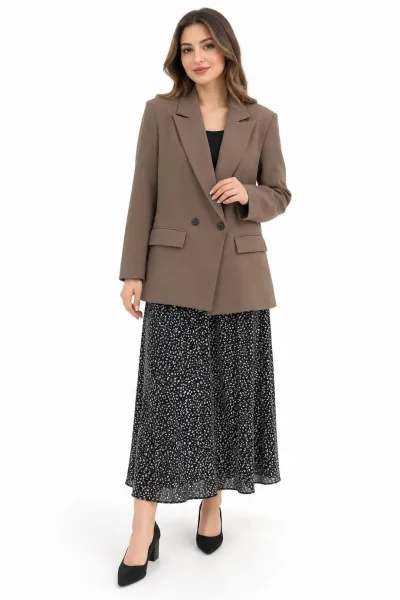 Bayan İki Düğmeli Oversize Blazer Ceket