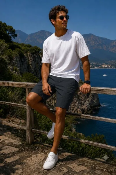 Erkek Bermuda Su İticili Capri Şort
