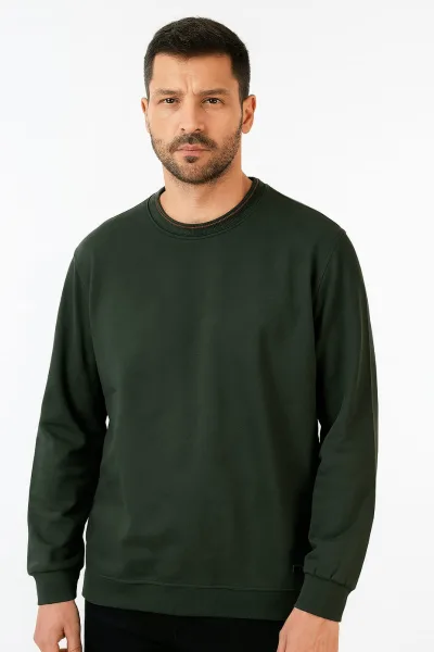 Uzun Kollu Bisiklet Yaka Erkek Sweatshirt
