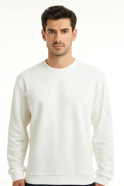 Uzun Kollu Hafif Kumaşlı Bisiklet Yaka  Regular Kesim Erkek Sweatshirt