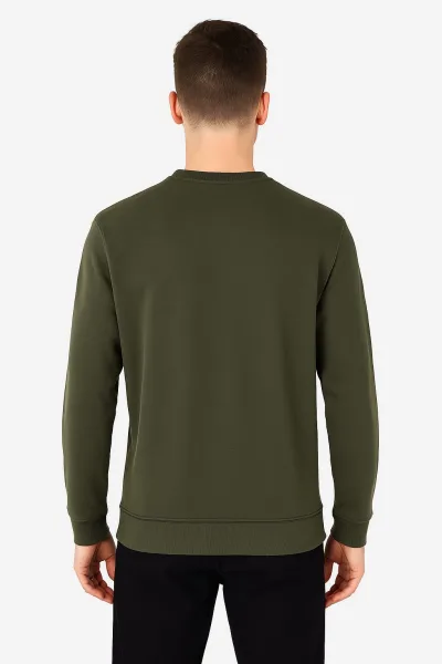 Bisiklet Yaka Çizgi Detaylı Uzun Kollu Erkek Triko Sweatshirt