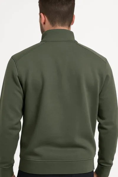 Uzun Kollu  Yarım Fermuarlı Dik Yakalı Pamuk Karışımlı Rahat Erkek Sweashirt
