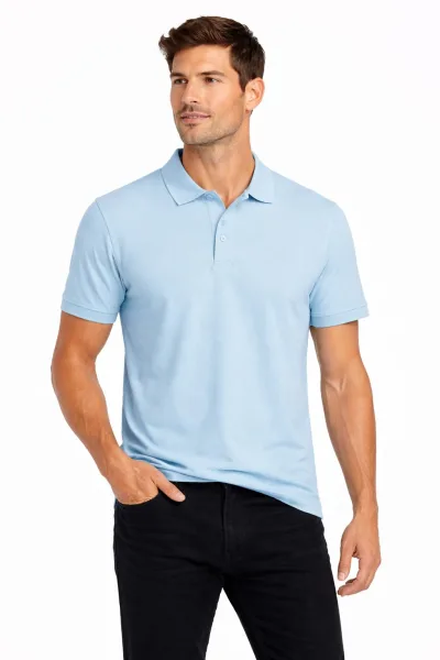 Polo Yaka Düğmeli Yaka Basic Erkek Tişört