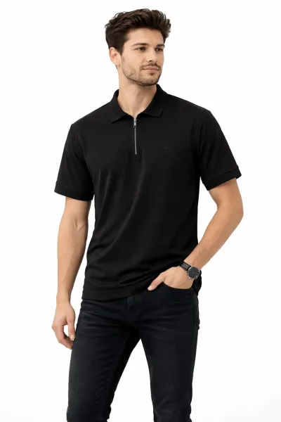 Oysho Regular Fit Polo Yaka Yarım Fermuarlı Kısa Kollu  Tişört
