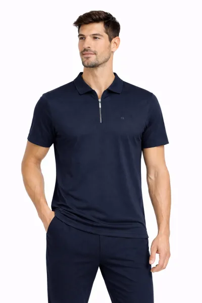 Oysho Regular Fit Polo Yaka Yarım Fermuarlı Kısa Kollu Erkek  Tişört