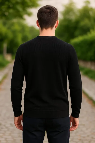Bisiklet Yaka Uzun Kollu Regular Erkek Baskılı Sweatshirt