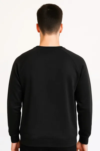 Erkek Bisiklet Yaka Uzun Kollu Pamuk Karışımlı Regular Baskılı Sweatshirt