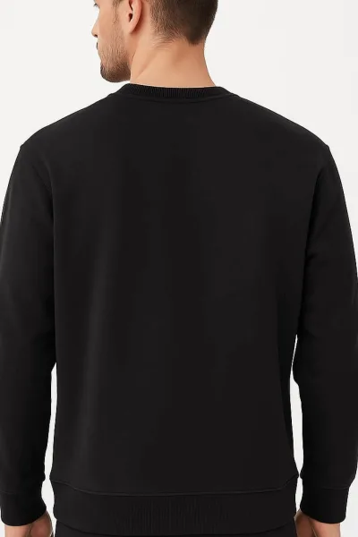 Uzun Kollu Pamuk Karışımlı Cep Baskılı Regular Erkek Sweatshirt