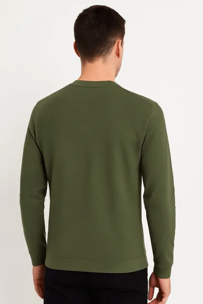Bisiklet Yaka Uzun Kollu Pamuk Karışımlı Kalın Regular Erkek Sweatshirt